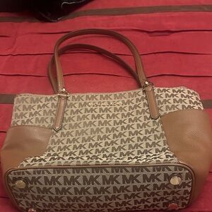 Michael Kors Signature Brown and Tan Shoulder Bag